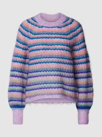 Gebreide pullover met streepmotief, model 'Laki' van Stella Nova Paars - 46