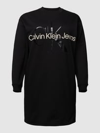 PLUS SIZE Sweatkleid mit Label-Print Modell 'GLOSSY MONOGRAM' von Calvin Klein Jeans Plus Grau / Schwarz - 24