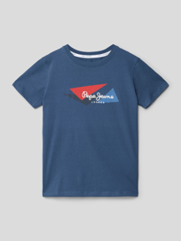 T-shirt met motiefprint, model 'BYRON' van Pepe Jeans Blauw / turquoise - 12