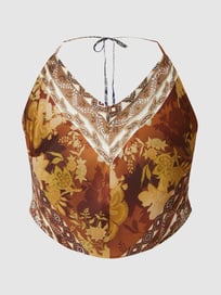 Korte top van satijn, model 'Rena' van Guess Bruin - 18