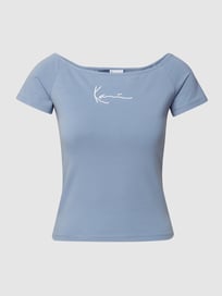 Cropped T-Shirt mit Label-Stitching von KARL KANI Blau / Türkis - 6