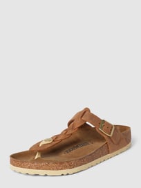 Teenslippers met gevlochten detail, model 'Gizeh' van Birkenstock Grijs / zwart - 42