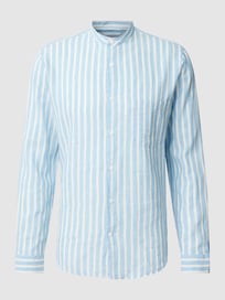 Vrijetijdsoverhemd met linnen en streepmotief van Lindbergh Blauw / turquoise - 4