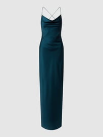 Abendkleid in Satin-Optik von Unique Blau / Türkis - 19