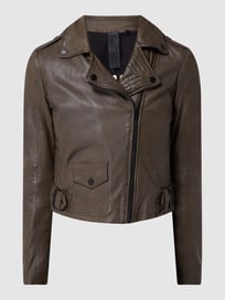 Slim fit leren jack in bikerlook, model 'Adine'  van Gipsy Groen - 31