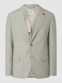 Slim Fit 2-Knopf-Sakko aus Baumwoll-Leinen-Mix Modell 'Tito' von Atelier Torino Grün - 38