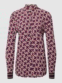 Overhemdblouse met all-over labelmotief, model 'FLEUR' van Tommy Hilfiger Rood - 48