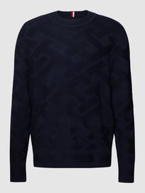 Gebreide pullover met structuurmotief, model 'MONOGRAM' van Tommy Hilfiger Blauw / turquoise - 9