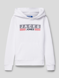 Hoodie mit Label-Print von Jack & Jones Weiß - 48