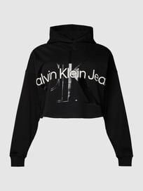 PLUS SIZE Hoodie mit Label-Detail Modell 'PLUS GLOSSY MONOGRAM' von Calvin Klein Jeans Plus Grau / Schwarz - 10