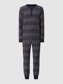 Pyjama mit Norwegermuster  von Schiesser Blau / Türkis - 38