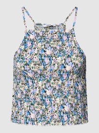 Korte top van viscose met all-over bloemenmotief, model 'NOVA' van Only Groen - 12