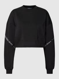 Kort sweatshirt met logostrepen van Calvin Klein Jeans Grijs / zwart - 2