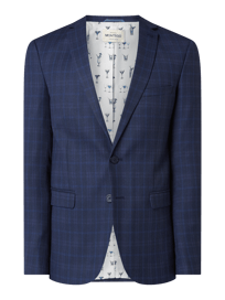 Slim Fit 2-Knopf-Sakko mit Gitterkaro Modell 'Spencer' von Montego Blau / Türkis - 8