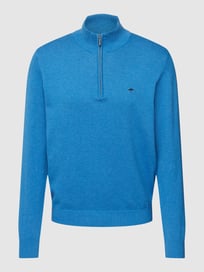 Strickpullover mit Label-Stitching Modell 'Troyer' von Fynch-Hatton Blau / Türkis - 10
