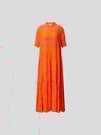 Maxikleid aus Seide mit Allover-Muster von Lu Li Lina Orange - 5