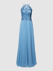 Abendkleid mit Paillettenbesatz von V.M. Blau / Türkis - 37