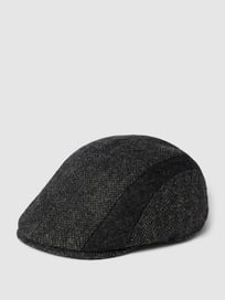 Platte pet van scheerwol, model 'HERRINGBONE TWEED' van Barbour Grijs / zwart - 30