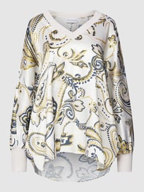 Zijden blouse met paisleymotief van Herzensangelegenheit Grijs / zwart - 3