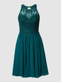 Cocktailkleid mit floralen Stickereien und Ziersteinen von Laona Grün - 29