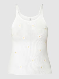 Gebreide top met bloemenborduursels, model 'Daisy'  van Only Wit - 22