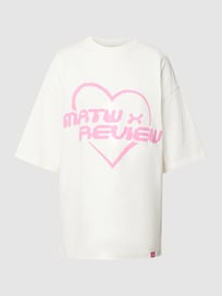 Oversized T-shirt met contrasterende labelprint van REVIEW Wit - 15