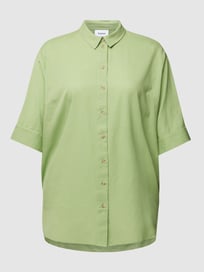 PLUS SIZE overhemdblouse met 3/4-mouwen, model 'Maddie' van Fransa Plus Groen - 35