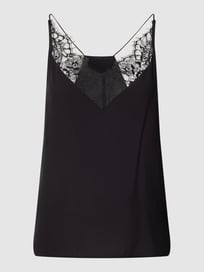 Blousetop van pure viscose met kant van QS by s.Oliver Grijs / zwart - 45