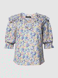 PLUS SIZE blouseshirt van een mix van linnen en viscose met bloemenmotief van Lauren Ralph Lauren Curve Blauw / turquoise - 40