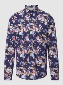 Regular Fit Business-Hemd mit floralem Muster von Fil Noir Blau / Türkis - 1