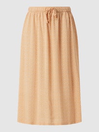 Midirok van viscose met bloemenmotief  van Montego Oranje - 15