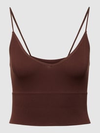 Korte top in riblook van REVIEW Bruin - 23