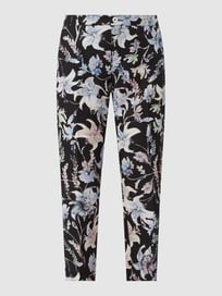 Slim fit stoffen broek van een mix van linnen en katoen, model 'May' van Rosner Grijs / zwart - 10