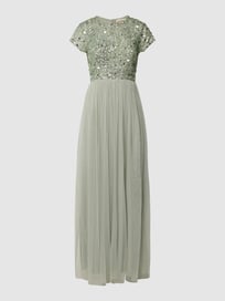 Abendkleid mit Pailletten von LACE & BEADS Grün - 25