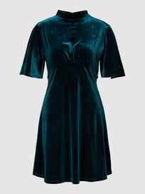 Knielange jurk in fluweellook van Apricot Groen - 10