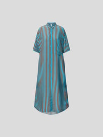 Hemdblusenkleid aus reiner Seide von Lu Li Lina Blau / Türkis - 6