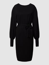 Gebreide jurk met tailleband, model 'yess' van Kaffe Grijs / zwart - 45