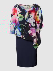 Cocktailjurk met all-over motief van Vera Mont Blauw / turquoise - 30