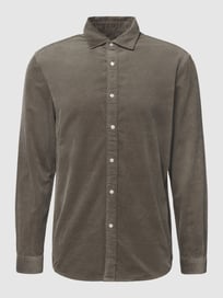 QIXING Corduroy overhemd voor heren, lange mouwen, buttondown, vrijetijdshemd, regular fit, jas, herfst, winter, mantel met klepzakken, zwart, XXL