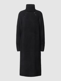 Gebreide jurk in riblook, model 'Frey' van mbyM Grijs / zwart - 46