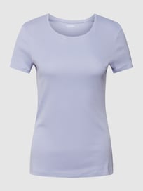 T-Shirt mit geripptem Rundhalsausschnitt von Montego Lila - 36