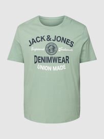 PLUS SIZE T-Shirt mit Logo-Muster Modell 'JJELOGO TEE SS ONECK 2' von Jack & Jones Plus Grün - 7