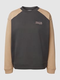 Sweatshirt mit Label-Stitching von Jake*s Casual Grau / Schwarz - 2