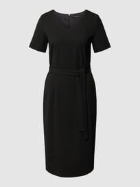 Knielanges Kleid mit Bindegürtel von comma Grau / Schwarz - 18