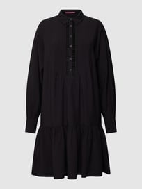 Knielange jurk met korte knoopsluiting van QS by s.Oliver Grijs / zwart - 6