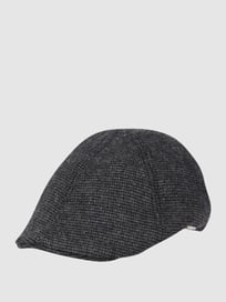 Platte pet van wolmix, model 'Yannick' van Chillouts Grijs / zwart - 22