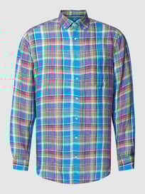 Leinenhemd mit Button-Down-Kragen von Christian Berg Men Blau / Türkis - 43