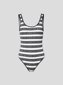 Badeanzug mit Streifenmuster von Balmain Grau / Schwarz - 39