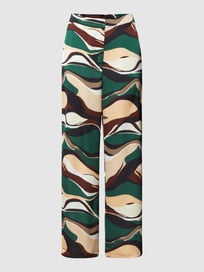 Broek met all-over motief, model 'FLOWY' van Vila Grijs / zwart - 10