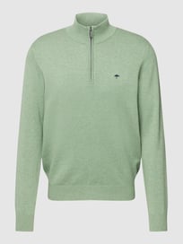 Strickpullover mit Label-Stitching Modell 'Troyer' von Fynch-Hatton Grün - 12